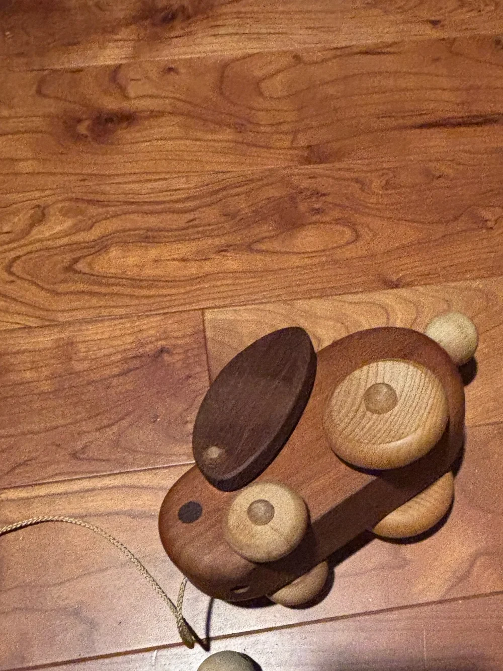 Wooden Bunny Pull Toy with String - Brown